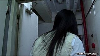 Asian school girl sucking hard on the fat dong