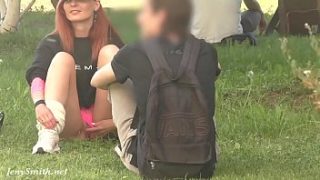 Real prank with a bottomless girl in public