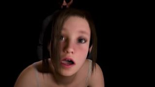 Girl takes it from the back.